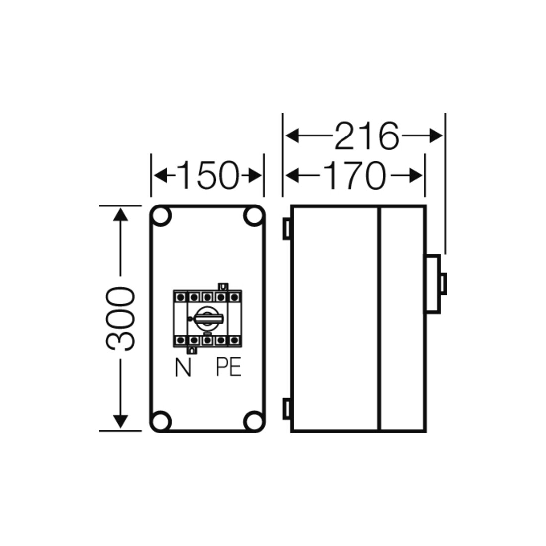 Hensel Mi-Lastschaltergehäuse 63A, 3polig+PE+N Mi 7103