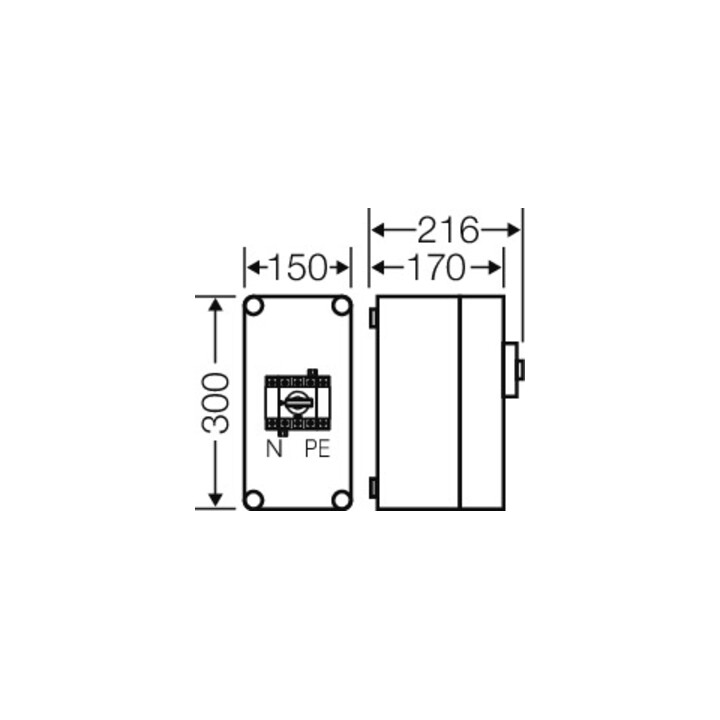 Hensel Mi-Lastschaltergehäuse 63A, 3polig+PE+N Mi 7103
