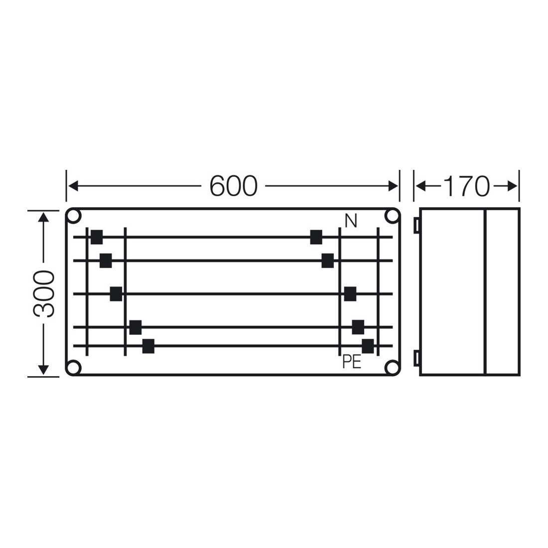 Hensel Mi-Wandlergehäuse 600x300mm 400A, 5p. Mi 2444