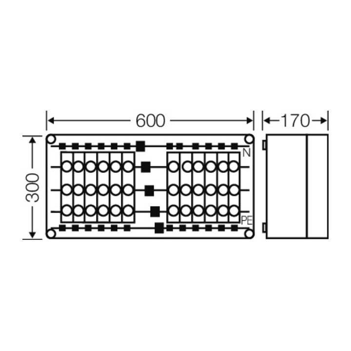 Hensel NZ-Gehäuse 12x3x63A,D02,E18 Mi 3435