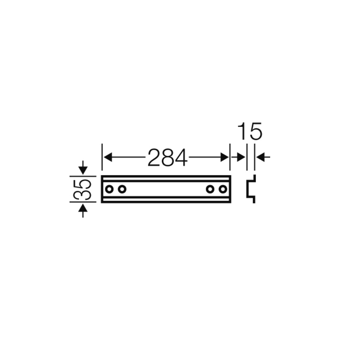 Hensel Rail de support 284 mm long, chapeau profilé 35 mm, avec TS 30