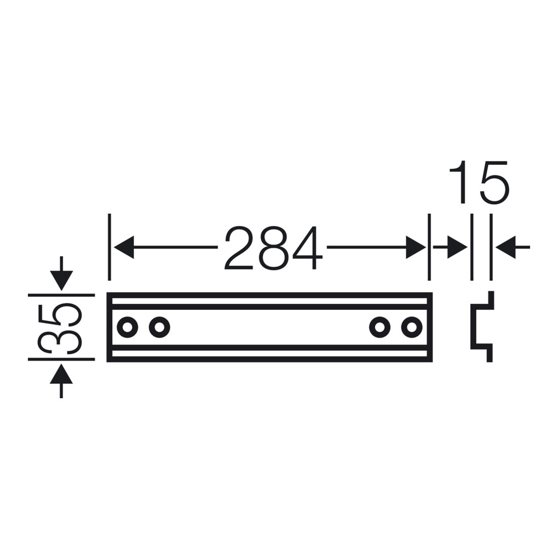 Hensel Rail de support 284 mm long, chapeau profilé 35 mm, avec TS 30