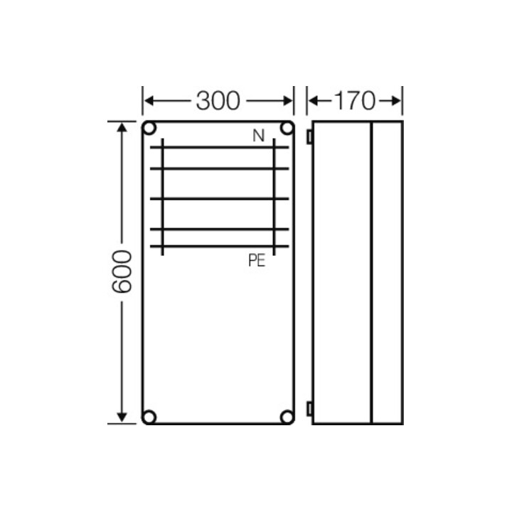 Hensel Sammelschienengehäuse 400A 600x300x170mm Mi 6458
