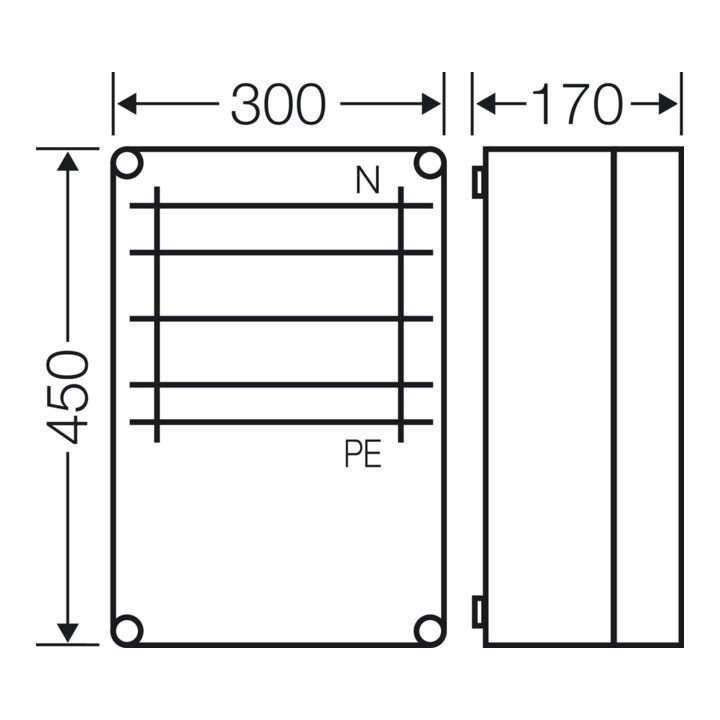 HENSEL Sammelschienengehäuse Mi 6355 400A 300 x 450 x 170mm