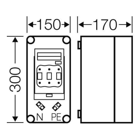 Hensel Sicherungsgehäuse 1xNH00 3p. 160A+PE+N Mi 5150