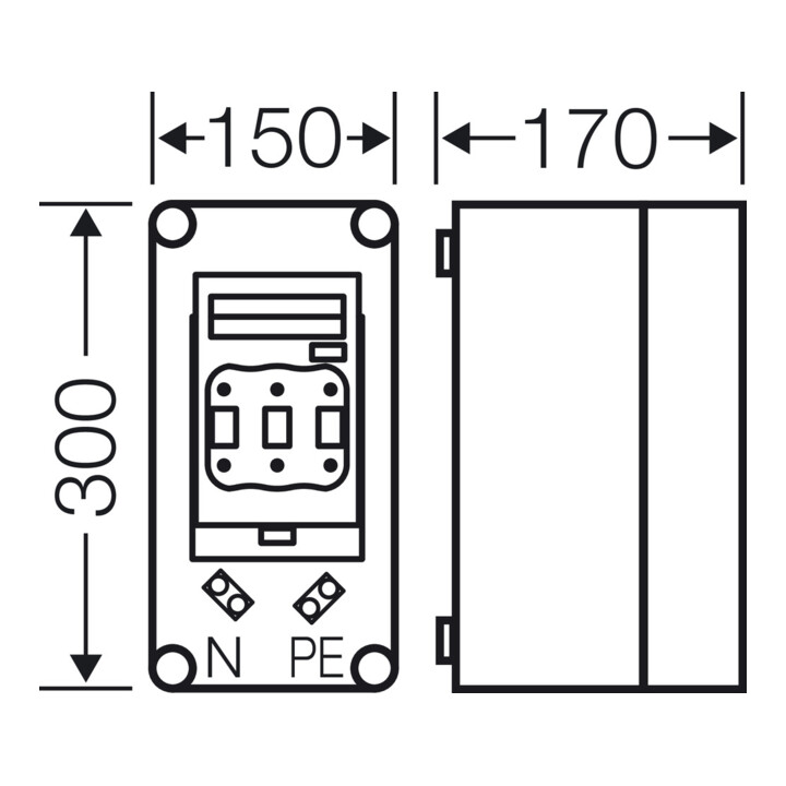 Hensel Sicherungsgehäuse 1xNH00 3p. 160A+PE+N Mi 5150
