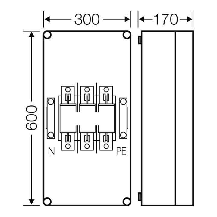 Hensel Sicherungsgehäuse 1xNH1 3p. 250A+PE+N Mi 4451
