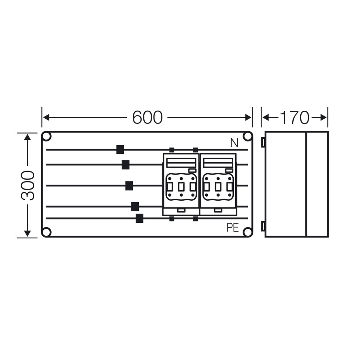 Hensel Sicherungsgehäuse 2x3xNH00 250A 5p Mi 6426