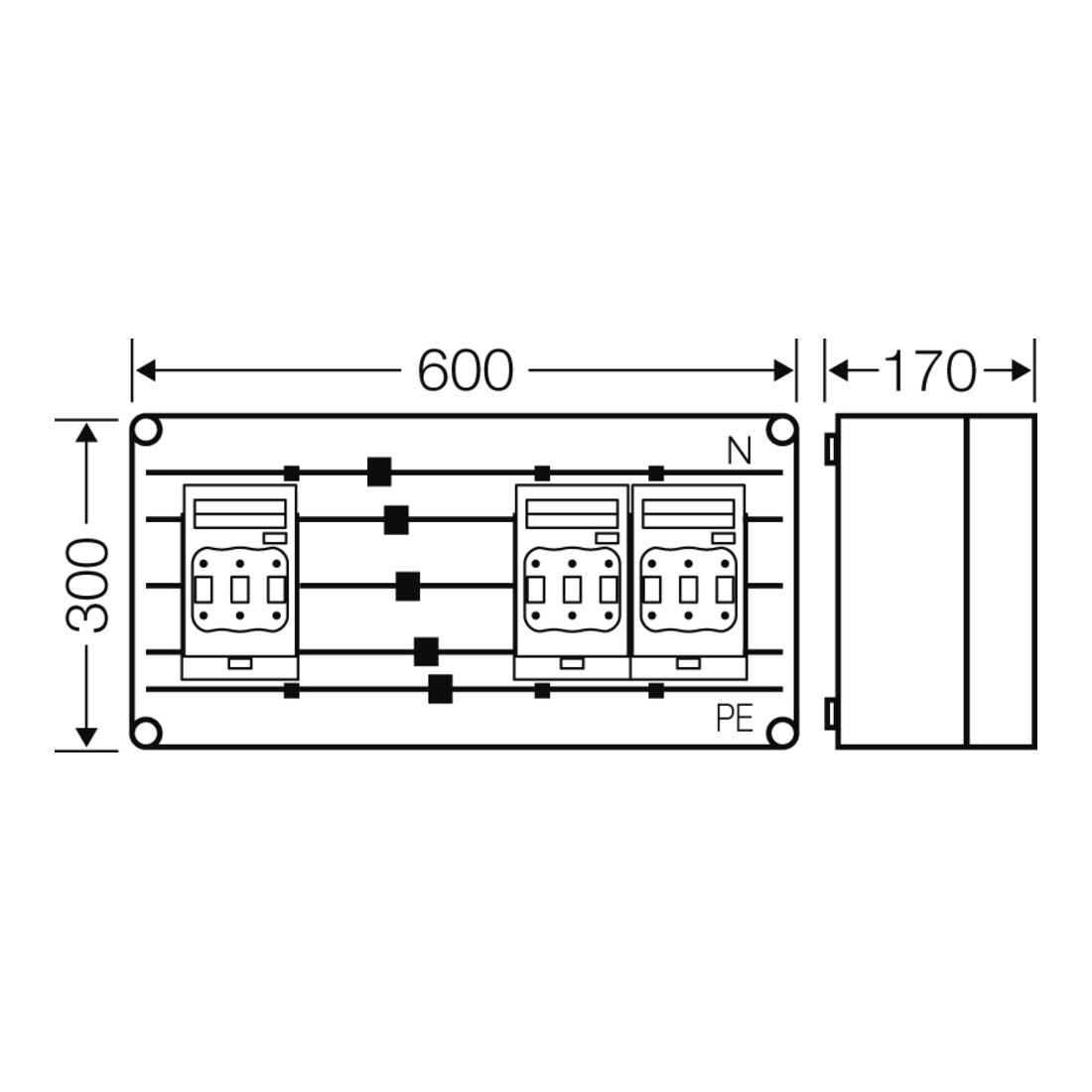 Hensel Sicherungsgehäuse 3x NH00 Mi 6436