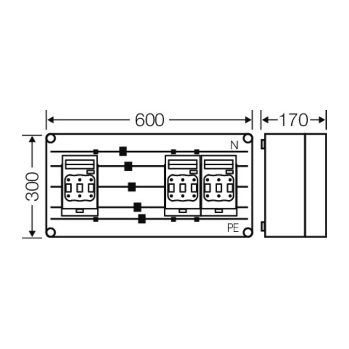 Hensel Sicherungsgehäuse 3x NH00 Mi 6436