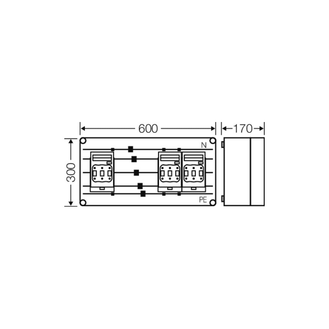 Hensel Sicherungsgehäuse 3x NH00 Mi 6436