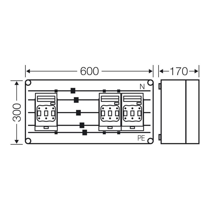 Hensel Sicherungsgehäuse 3x NH00 Mi 6436