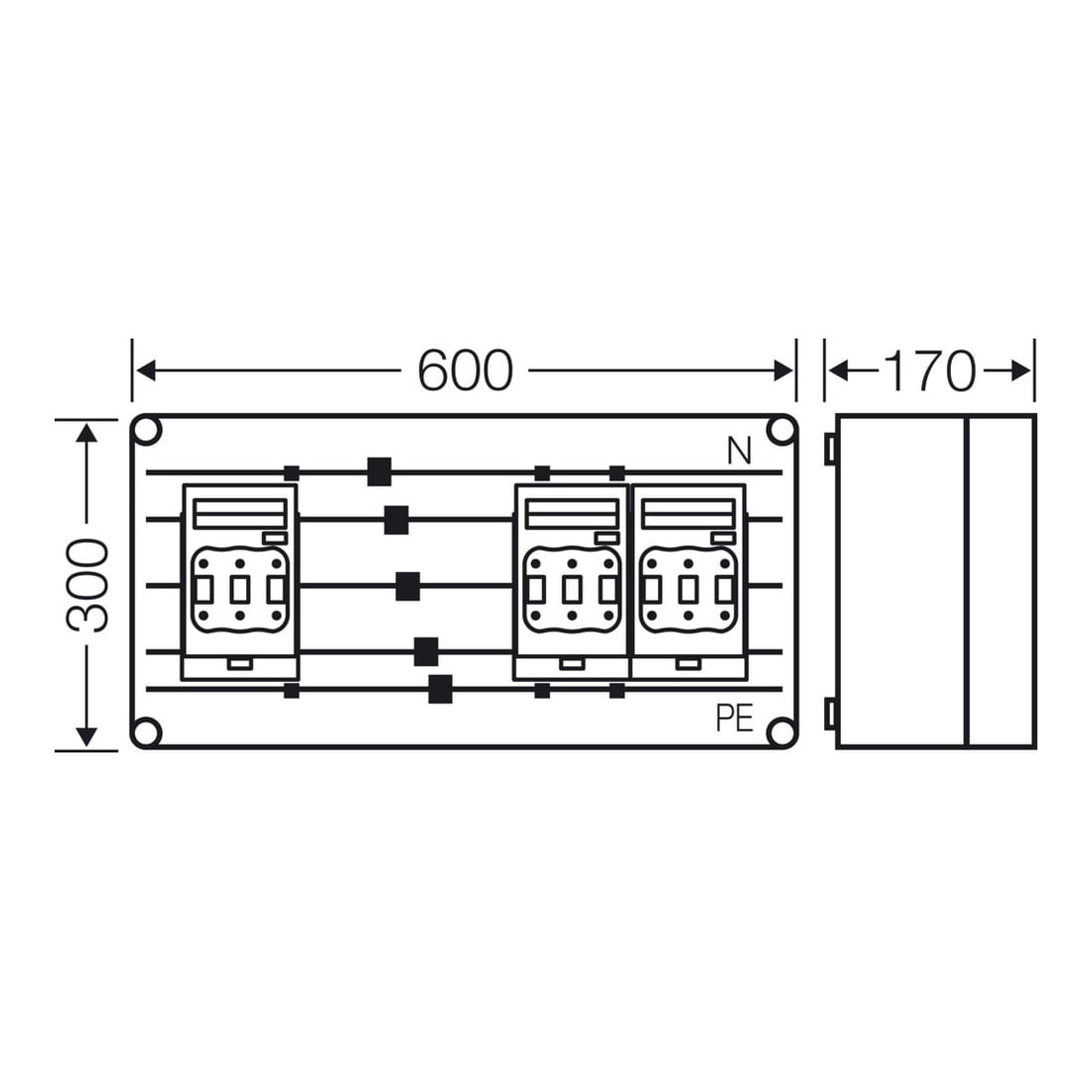 Hensel Sicherungsgehäuse 3x NH00 Mi 6436