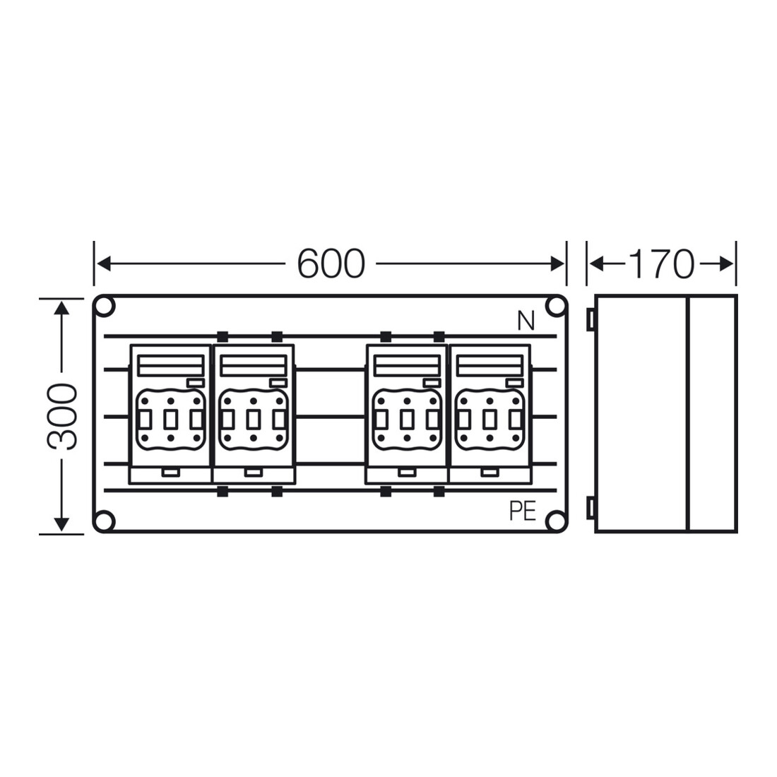 Hensel Sicherungsgehäuse 4x3xNH00 250A 5p Mi 6465