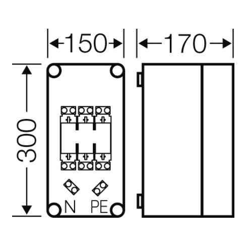 Hensel Sicherungsgehäuse NH00 3p. 125A+PE+N Mi 4150