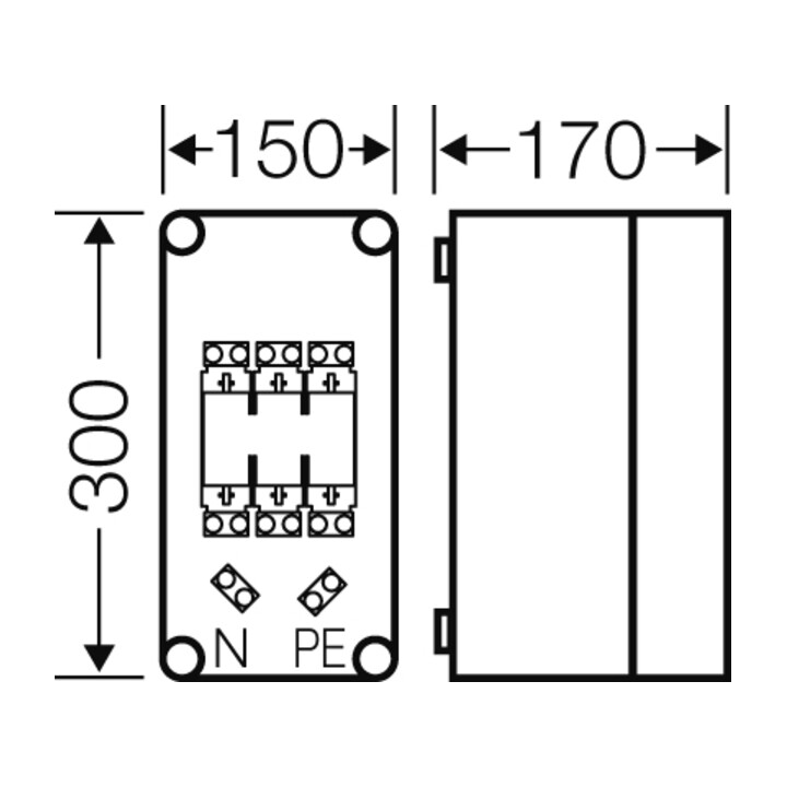 Hensel Sicherungsgehäuse NH00 3p. 125A+PE+N Mi 4150
