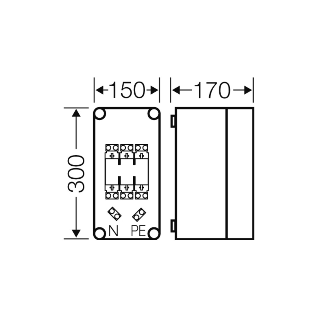 Hensel Sicherungsgehäuse NH00 3p. 125A+PE+N Mi 4150