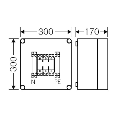 Hensel Sicherungsgehäuse NH00 3p. 125A+PE+N Mi 4205