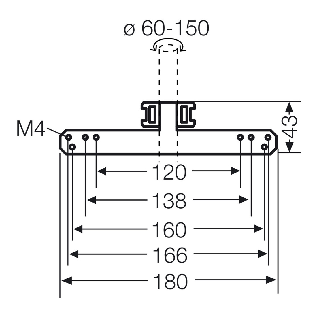 Hensel Support de mât pour fixation extérieure KV MB 9