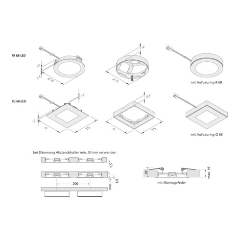 Hera 3er-Set LED-Einbauleuchte 4W ww eds +LED24/15W 61056303002