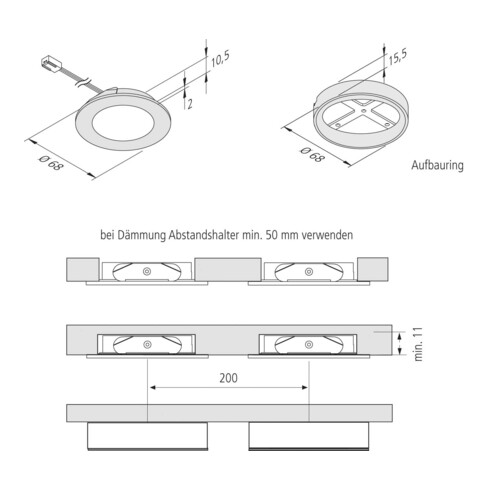 Hera 5er-Set LED-Einbauleuchte 3W ww Tr.24/30W 61056958002
