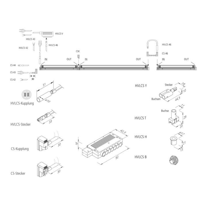 Hera Câble d’alimentation 2 m Euro, montage vertical HVLCS 43/2000