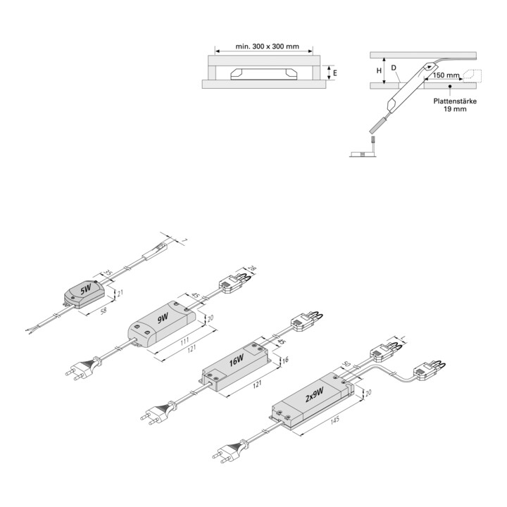hera Câble de connexion LED 350 2000 mm