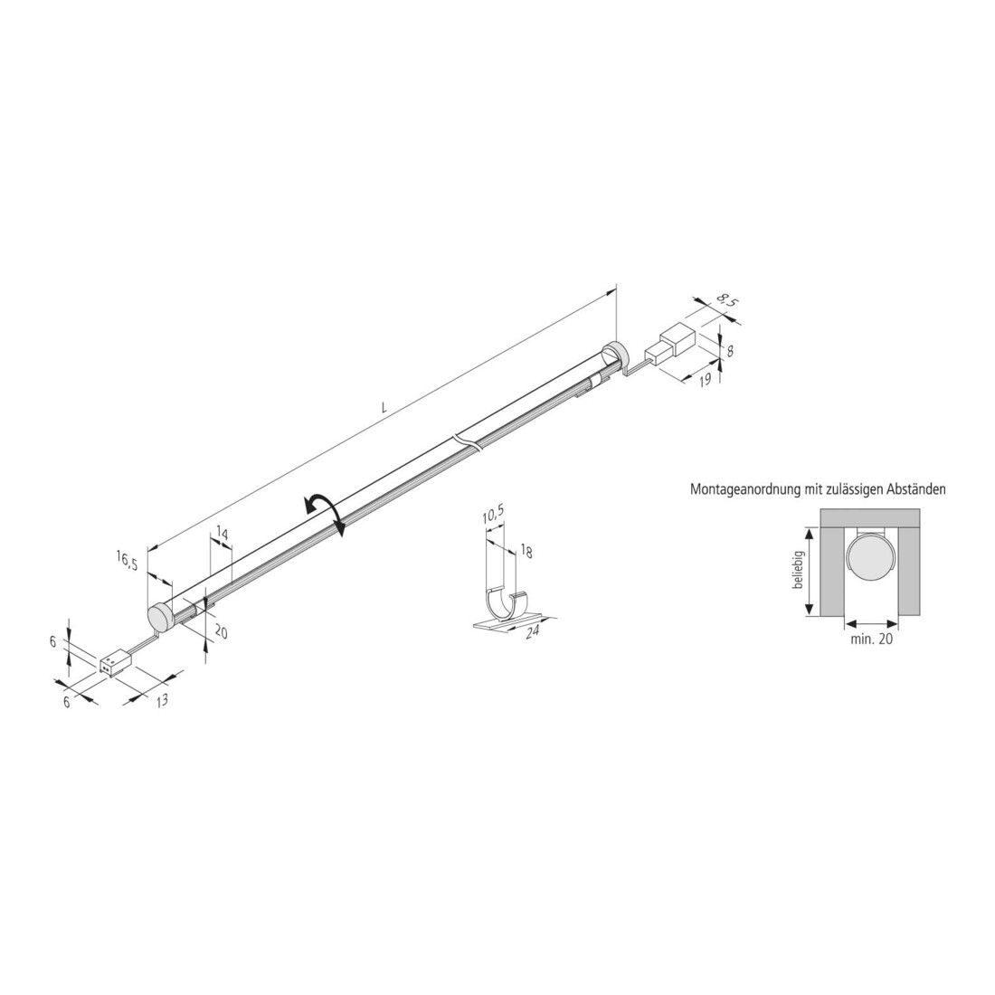 Hera LED-Lampe linéaire LED-Pipe, 660 lm, 3000 K 61001610202