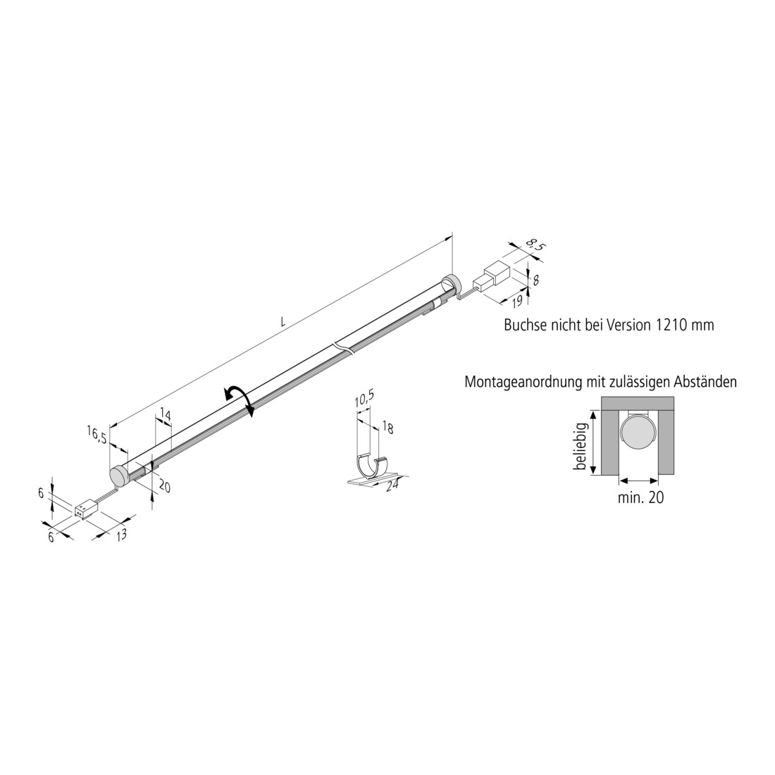 Hera LED-Lampe linéaire LED-Pipe, 660 lm, 3000 K 61001610202