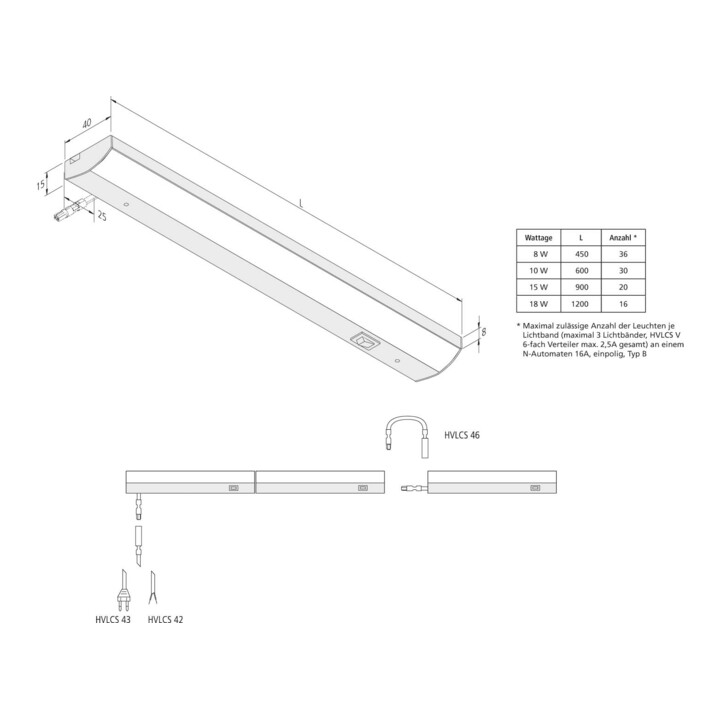 Hera LED lampe sous meuble 600 mm 10 W 230 V ww 20202580202