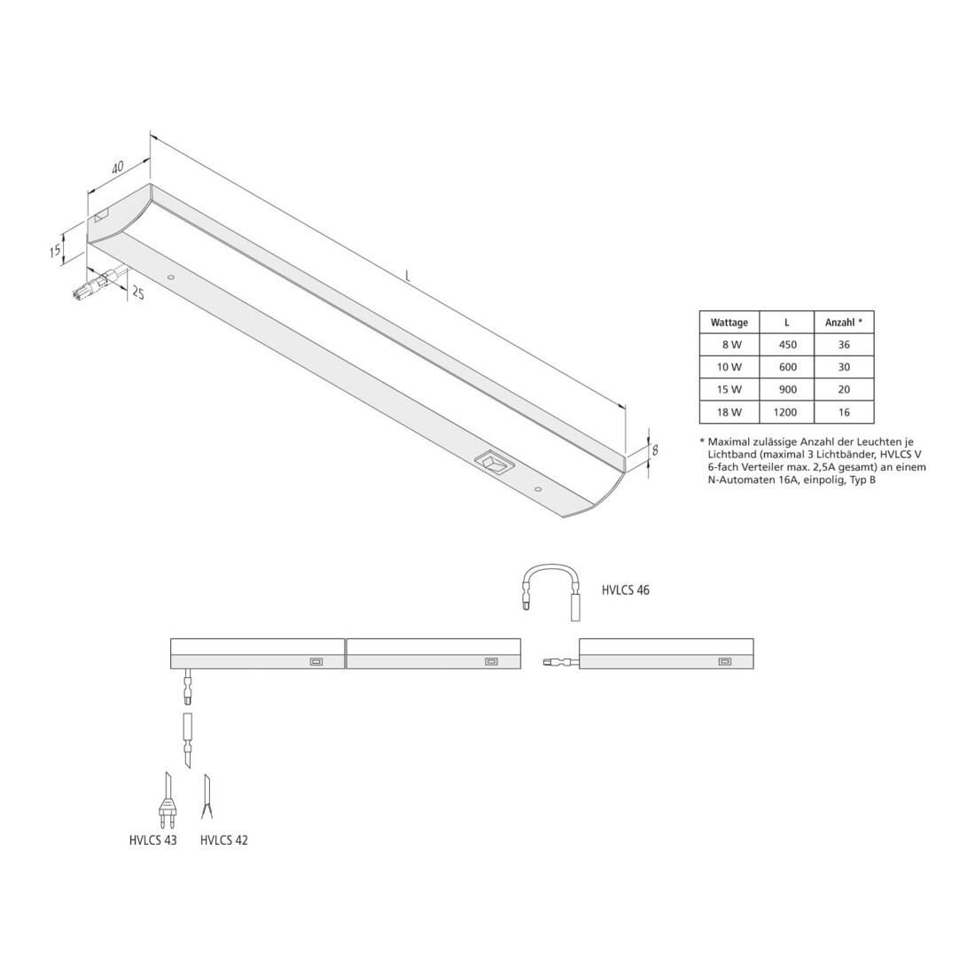 Hera LED lampe sous meuble 600 mm 10 W 230 V ww 20202580202