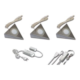 Hera LED-Unterbauleuchte 3er-Set 2-LED warmweiß edelstahl mit Trafo