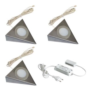 Hera Lot de 3 lampes LED sous meuble 2 LED blanc chaud eds + transformateur 15W 61055931102