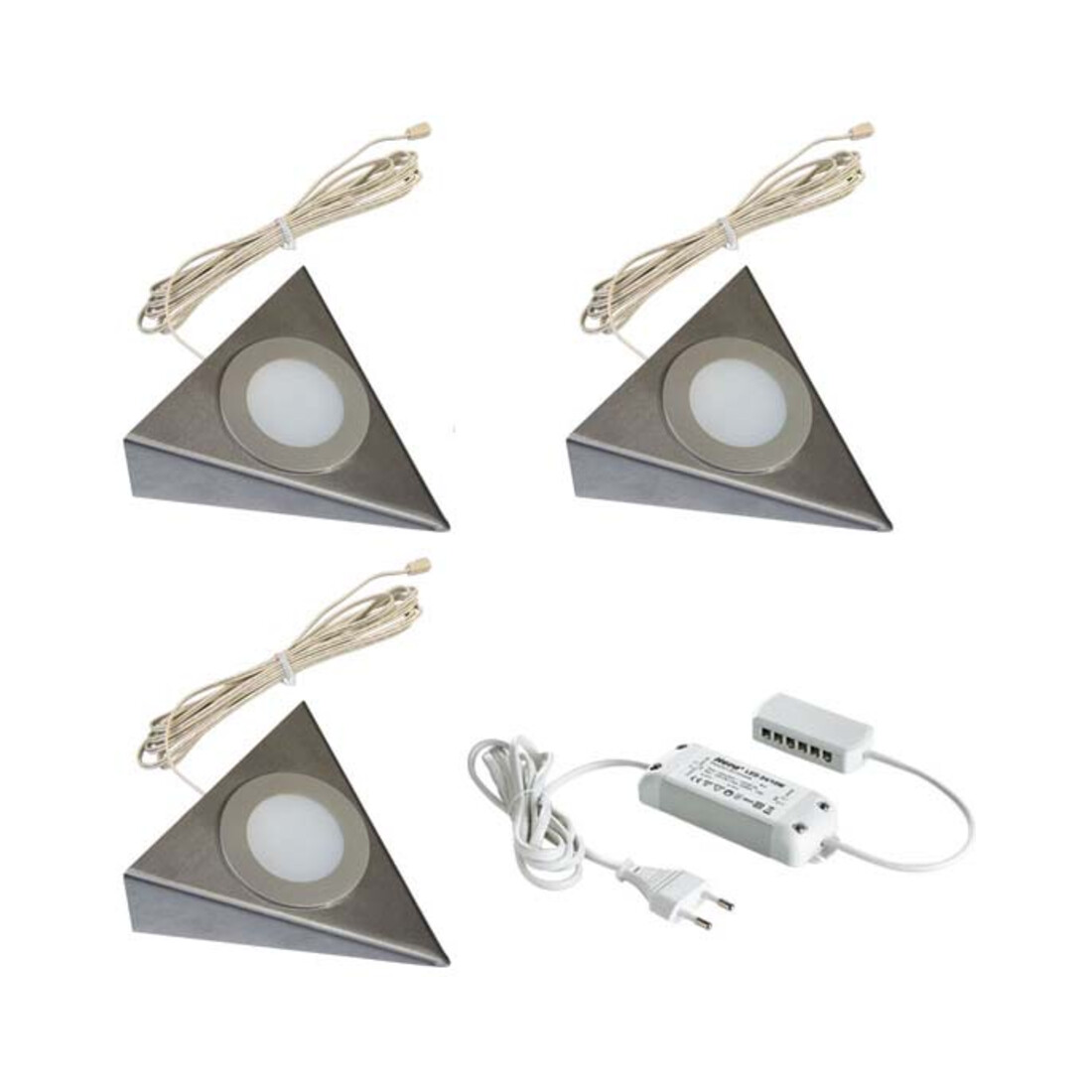 Hera Lot de 3 lampes LED sous meuble 2 LED blanc chaud eds + transformateur 15W 61055931102