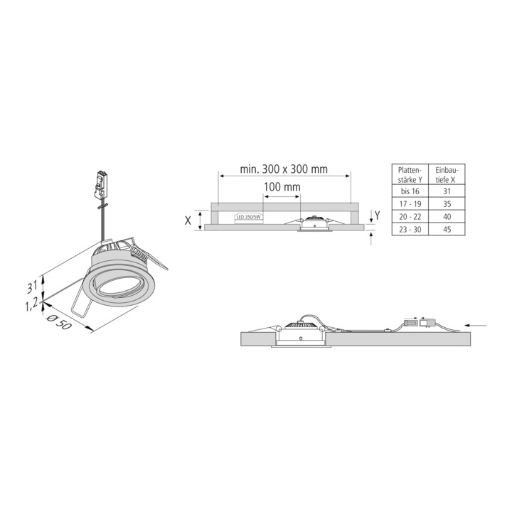 hera Spot encastrable LED SR 45-LED 4,8W orientable blanc chaud