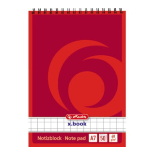 Herlitz Notizblock 110734 DIN A7 50Blatt kariert weiß