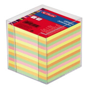 Herlitz Zettelbox 1600253 9x9x9cm transparent +650Bl. farbig