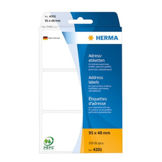 HERMA Adressetikett 4301 95x48mm weiß 250 St./Pack.