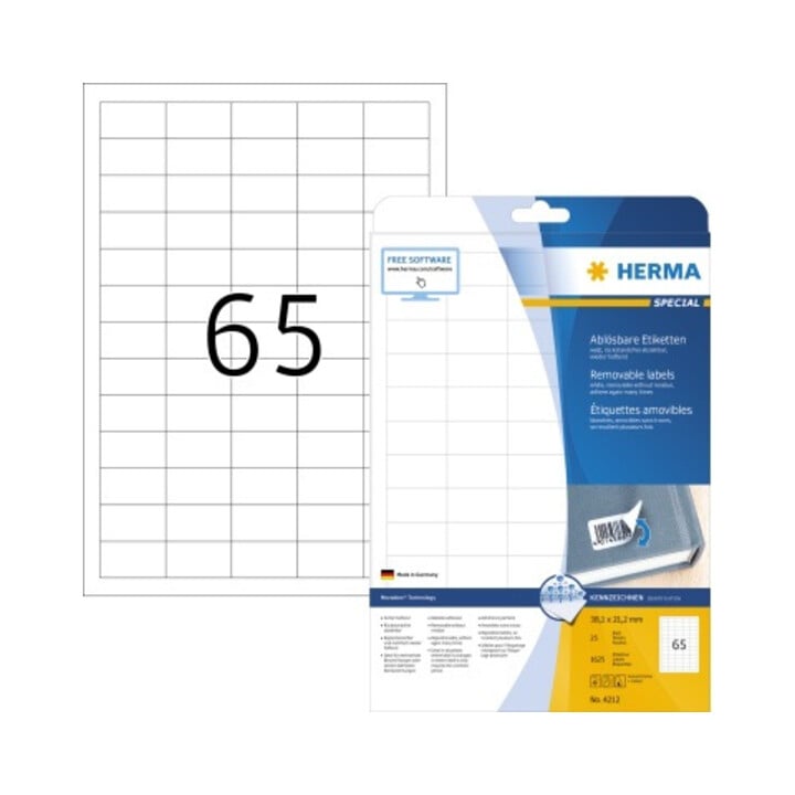 HERMA Etikett Movables 4212 38,1x21,2mm weiß 1.625 St./Pack.