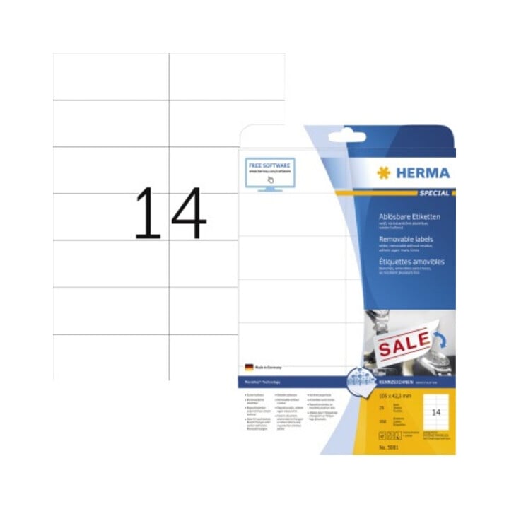 HERMA Etikett Movables 5081 105x42,3mm weiß 350 St./Pack.