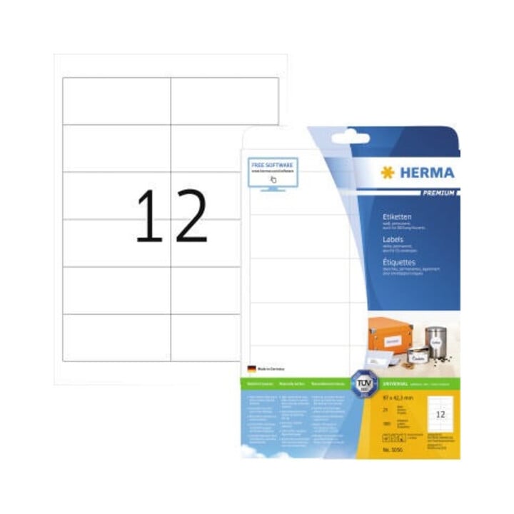 HERMA Etikett PREMIUM 5056 97x42,3mm weiß 300 St./Pack.