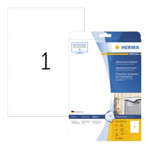 HERMA Etikett PREMIUM 5065 210x297mm weiß 25 St./Pack.