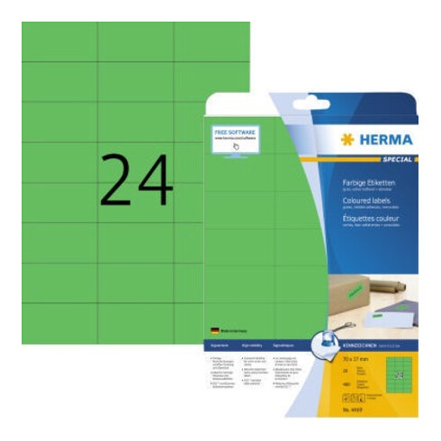 HERMA Etikett SPECIAL 4469 70x37mm grün 480 St./Pack.