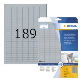 HERMA Etikett Typenschild 4220 25x10mm silber 4.725 St./Pack.