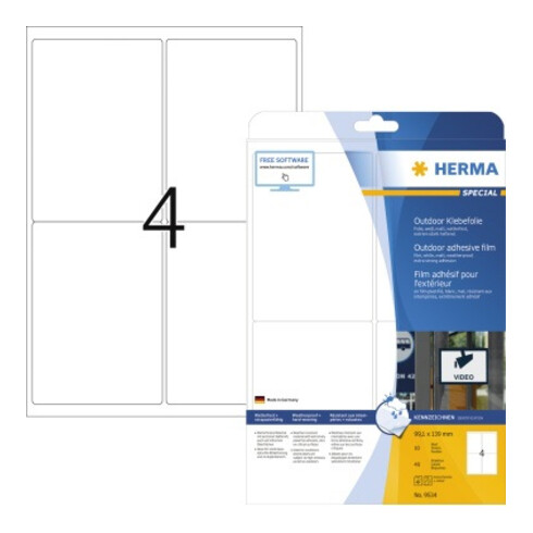 HERMA Outdoor Etikett Special 9534 99,1x139mm weiß 40 St./Pack.