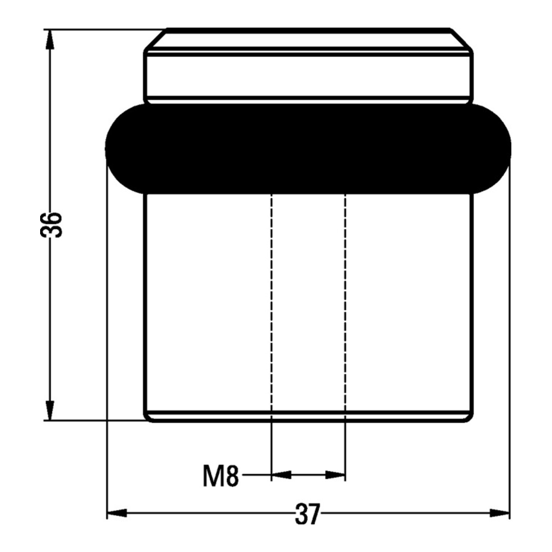 Hermeta Bodentürpuffer 4735 D.41mm H.36mm LM.silberf.elox.Dübelmontage