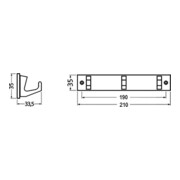 Hermeta Crochet porte-serviettes 3 Hak.H.33mm L.210mm Alu.silberf.elox.A.33,5mm-4