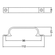 Hermeta Handgriff A.21mm L.112mm B.14mm Alu.silberf.elox.Anz.Löcher 2-4