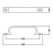 Hermeta Handgriff A.35mm L.186mm B.19mm Alu.silberf.elox.Anz.Löcher 2-4