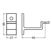 Hermeta Handlaufträger 3541 gerade 65mm Alu silber Breite 27mm 1 Bohrung M8-4
